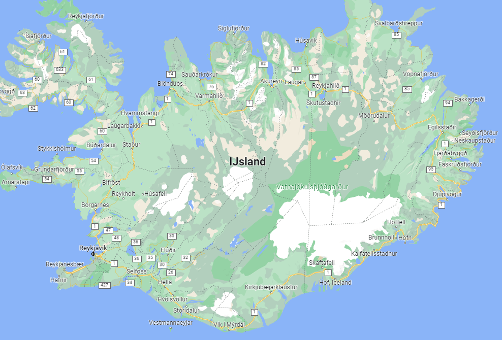 Kaart van Ijsland